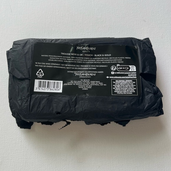 YSL Yves Saint Laurent Gold & Black Cosmetic Makeup Bag Toiletry Case - Picture 2 of 8